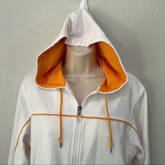 White and yellow Marsh Landing zip up hoodie, S, drawstring, yellow accents. - Picture 4 of 14